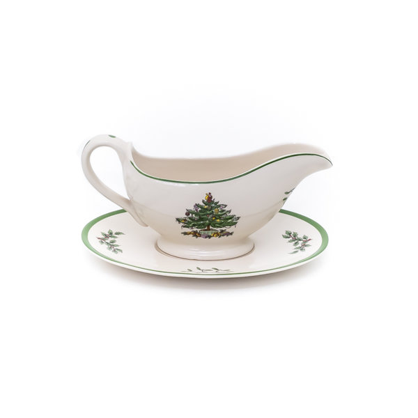 Spode Christmas Tree Sauce Boat and Stand